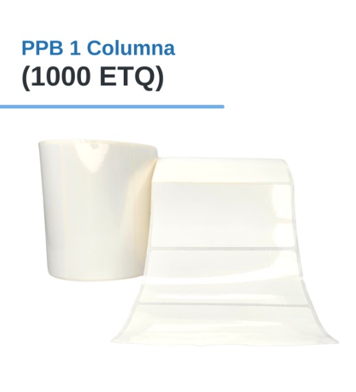 ROLLO DE ETIQUETAS ADHESIVAS PLASTIFICADAS PPB 4" X 2" X 1000 ETQ. X 1COL, TUCO 1" (100mm X 50mm)