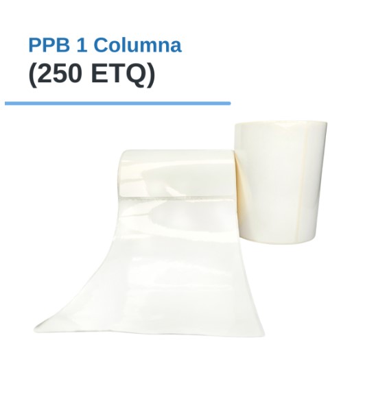 ROLLO DE ETIQUETAS ADHESIVAS PLASTIFICADAS PPB 4" X 6" X 250 ETQ. X 1COL, TUCO 1" (100mm X 150mm)