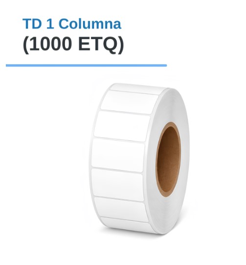 ROLLO DE ETIQUETAS ADHESIVAS TERMICO DIRECTO TD 1.5" X 0.7" X 1000 ETQ. X 1COL, TUCO 1" (40mm X 20mm)