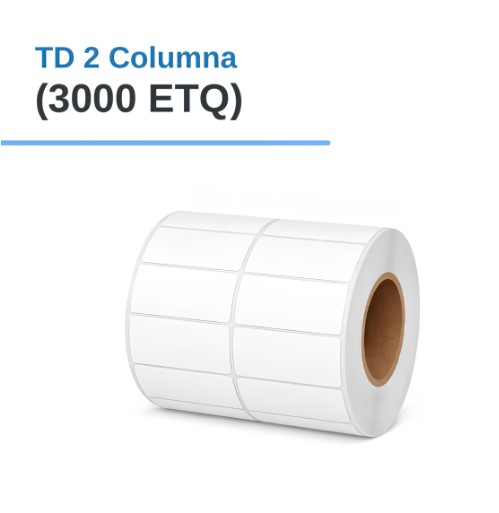 ROLLO DE ETIQUETAS ADHESIVAS TERMICO DIRECTO TD 2" X 1" X 3000 ETQ. X 2COL, TUCO 1" (50mmX25mm)