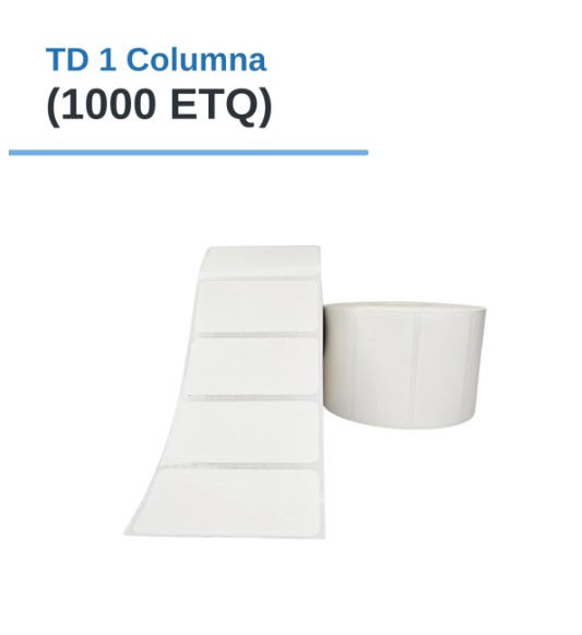 ROLLO DE ETIQUETAS ADHESIVAS TERMICO DIRECTO TD 2" X 1" X 1000 ETQ. X 1COL, TUCO 1" (50mmX25mm)