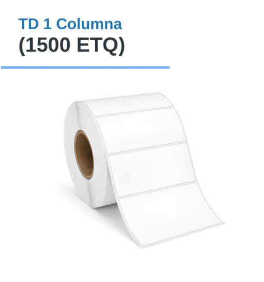 ROLLO DE ETIQUETAS ADHESIVAS TERMICO DIRECTO TD 3" X 1" X 1500 ETQ. X 1COL, TUCO 1" (75mm X 25mm)