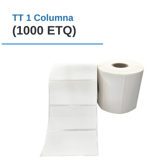 ROLLO DE ETIQUETAS ADHESIVAS DE PAPEL TT 3" X 1" X 1000 ETQ. X 1COL, TUCO 1" (75mm X 25mm)