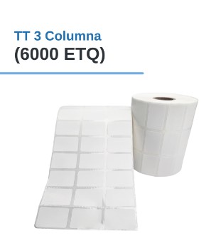 ROLLO DE ETIQUETAS ADHESIVAS DE PAPEL TT 1.1" X 0.8" X 6000 ETQ. X 3COL, TUCO 1" (30mm X 20mm)