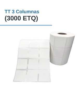 ROLLO DE ETIQUETAS ADHESIVAS DE PAPEL TT 1.1" X 1.1" X 3000 ETQ. X 3COL, TUCO 1" (30mm X 30mm)