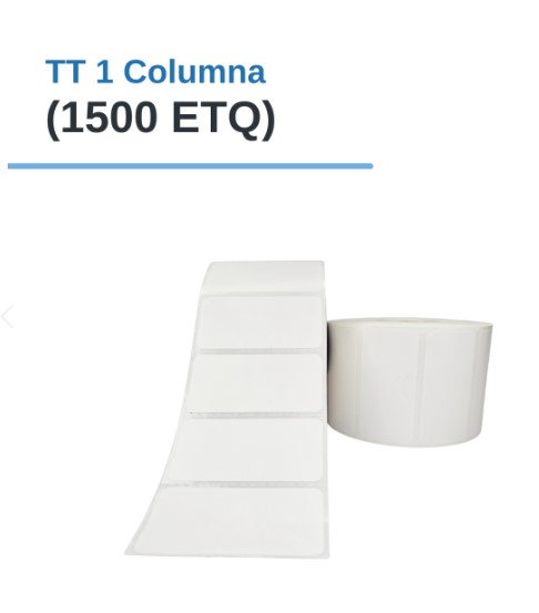 ROLLO DE ETIQUETAS ADHESIVAS DE PAPEL TT 2" X 1" X 1500 ETQ. X 1COL, TUCO 1" (50mm X 25mm)
