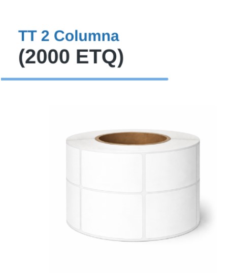 ROLLO DE ETIQUETAS ADHESIVAS DE PAPEL TT 2" X 2" X 2000 ETQ. X 2COL, TUCO 1" (50mm X 50mm)