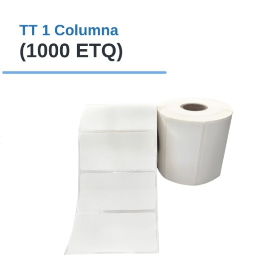 ROLLO DE ETIQUETAS ADHESIVAS DE PAPEL TT 3" X 1.5" X 1000 ETQ. X 1COL, TUCO 1" (75mm X 38mm)