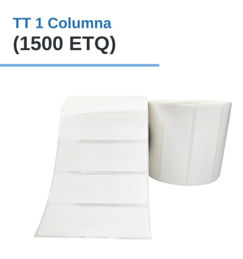 ROLLO DE ETIQUETAS ADHESIVAS DE PAPEL TT 3" X 1" X 1500 ETQ. X 1COL, TUCO 1" (75mm X 25mm)