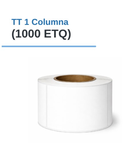ROLLO DE ETIQUETAS ADHESIVAS DE PAPEL TT 3" X 2" X 1000 ETQ. X 1COL, TUCO 1" (75mm X 50mm)