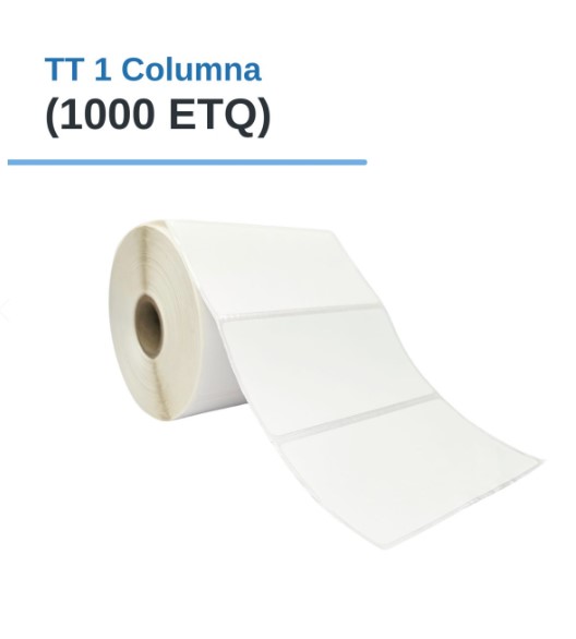 ROLLO DE ETIQUETAS ADHESIVAS DE PAPEL TT 4" X 2" X 1000 ETQ. X 1COL, TUCO 1" (100mm X 50mm)