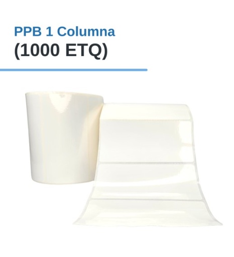 ROLLO DE ETIQUETAS ADHESIVAS PLASTIFICADAS PPB 4" X 2" X 1000 ETQ. X 1COL, TUCO 1" (100mm X 50mm)