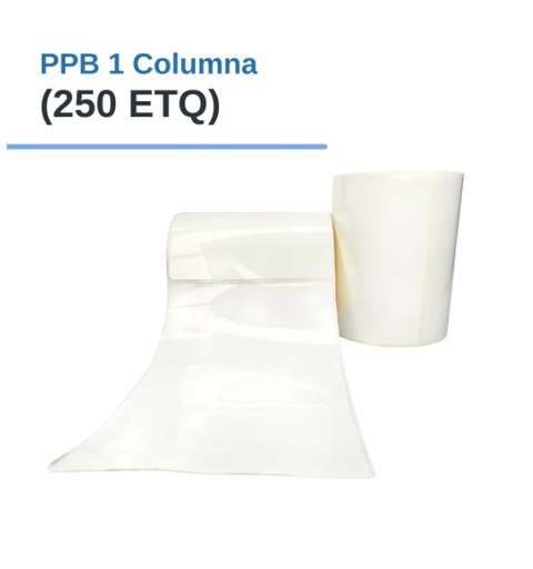 ROLLO DE ETIQUETAS ADHESIVAS PLASTIFICADAS PPB 4" X 6" X 250 ETQ. X 1COL, TUCO 1" (100mm X 150mm)