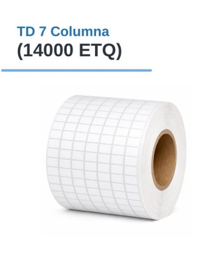 ROLLO DE ETIQUETAS ADHESIVAS TERMICO DIRECTO TD 0.5" X 0.7" X 14000 ETQ. X 7COL, TUCO 1" (13mm X 19mm)