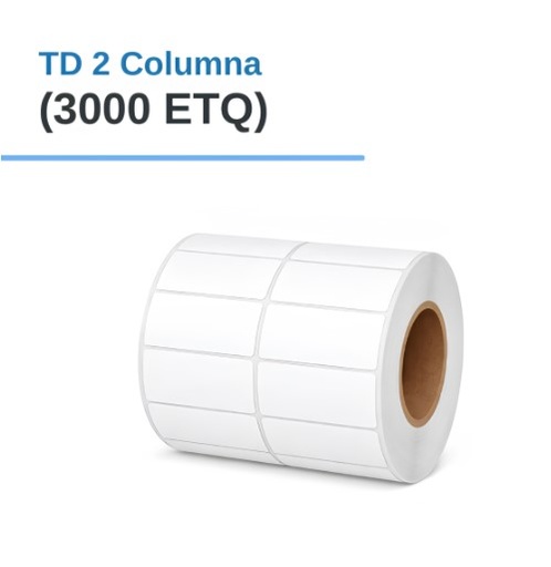 ROLLO DE ETIQUETAS ADHESIVAS TERMICO DIRECTO TD 2" X 1" X 3000 ETQ. X 2COL, TUCO 1" (50mmX25mm)