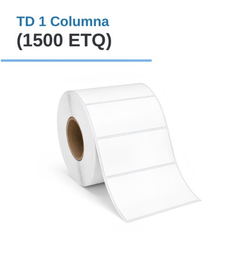 ROLLO DE ETIQUETAS ADHESIVAS TERMICO DIRECTO TD 3" X 1" X 1500 ETQ. X 1COL, TUCO 1" (75mm X 25mm)