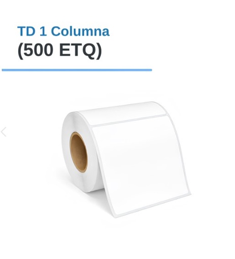 ROLLO DE ETIQUETAS ADHESIVAS TERMICO DIRECTO TD 3" X 3" X 500 ETQ. X 1COL, TUCO 1" (75mm X 75mm)