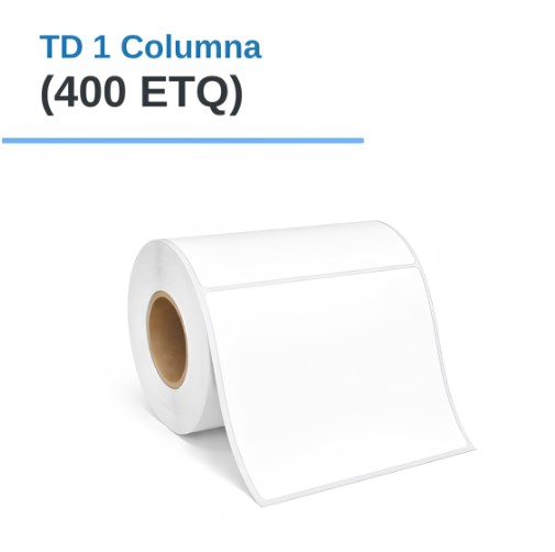 ROLLO DE ETIQUETAS ADHESIVAS TERMICO DIRECTO TD 4" X 4" X 400 ETQ. X 1COL, TUCO 1" (100mm X 100m)