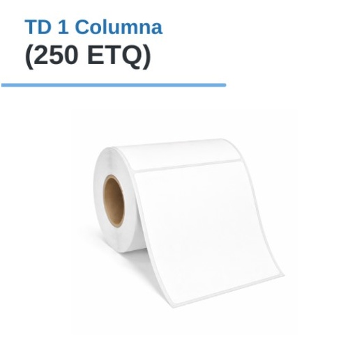 ROLLO DE ETIQUETAS ADHESIVAS TERMICO DIRECTO TD 4" X 6" X 250 ETQ. X 1COL, TUCO 1" (100mm X 150mm)
