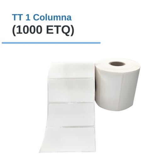 ROLLO DE ETIQUETAS ADHESIVAS DE PAPEL TT 3" X 1" X 1000 ETQ. X 1COL, TUCO 1" (75mm X 25mm)