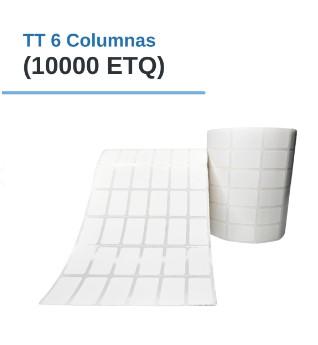 ROLLO DE ETIQUETAS ADHESIVAS DE PAPEL TT 0,5" X 1"  X 10,000 ETIQ. X 6 COL, TUCO 1" (15mm X 25mm)