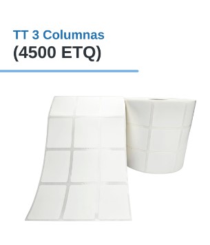 ROLLO DE ETIQUETAS ADHESIVAS DE PAPEL TT 1.1" X 1.5" X 4500 ETQ. X 3COL, TUCO 1" (30mm X 40mm)