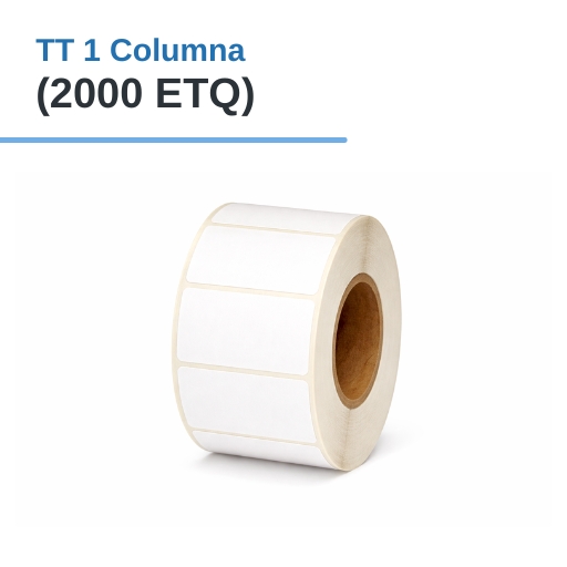 ROLLO DE ETIQUETAS ADHESIVAS DE PAPEL TT 1,5" X 0,7" X 2000 ETQ. X 1 COL, TUCO 1" (38mm X 19mm)