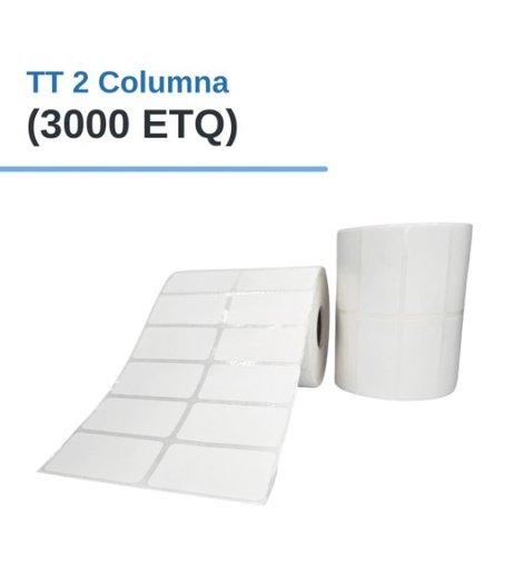 ROLLO DE ETIQUETAS ADHESIVAS DE PAPEL TT 2" X 1" X 3000 ETQ. X 2COL, TUCO 1" (50mm X 25mm)