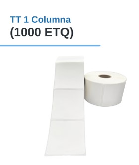 ROLLO DE ETIQUETAS ADHESIVAS DE PAPEL TT 2" X 2" X 1000 ETQ. X 1COL, TUCO 1" (50mm X 50mm)