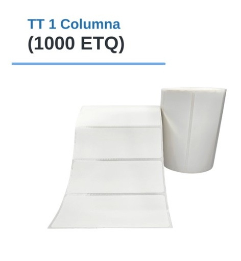 ROLLO DE ETIQUETAS ADHESIVAS DE PAPEL TT 4" X 1.5" X 1000 ETQ. X 1COL, TUCO 1" (100mm X 38mm)