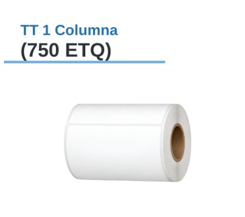 ROLLO DE ETIQUETAS ADHESIVAS DE PAPEL TT 4" X 2.36" X 750 ETQ. X 1COL, TUCO 1" (101,6mm X 60mm)