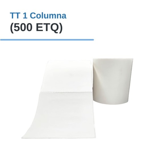 ROLLO DE ETIQUETAS ADHESIVAS DE PAPEL TT 4" X 4" X 500 ETQ. X 1COL, TUCO 1" (100mm X 100mm)